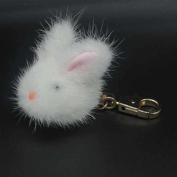 

keychains dolls toy hair white mini key chains pendant bag car charm fluffy little cute animal doll keychain gift, Silver
