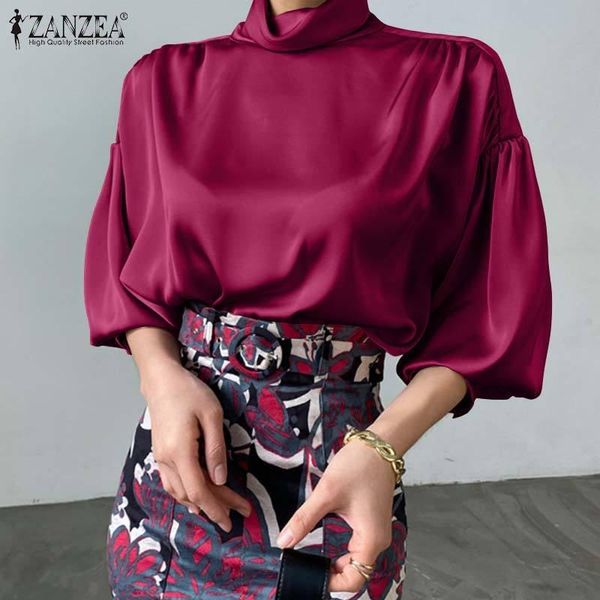 

women's blouses & shirts fashion women satin blouse 2022 spring autumn elegant office lady casual ladies solid loose oversized b, White