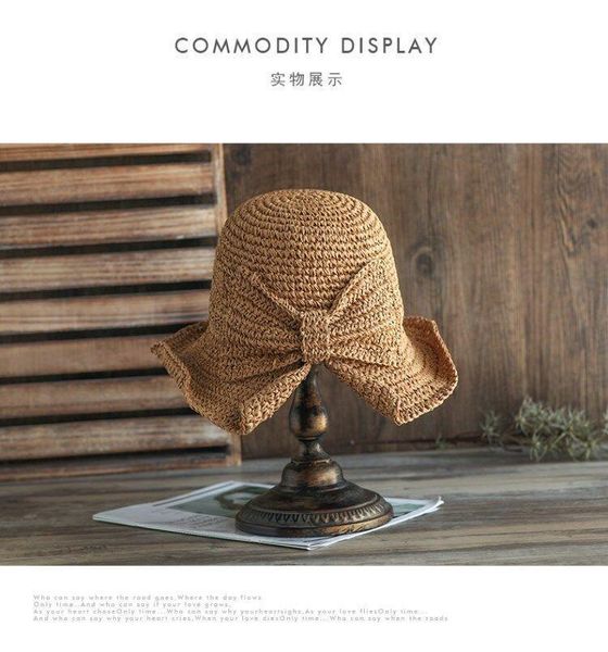 

wide brim hats parent-child 100%raffia bow sun hat floppy summer for women beach panama straw dome bucket femme shade, Blue;gray