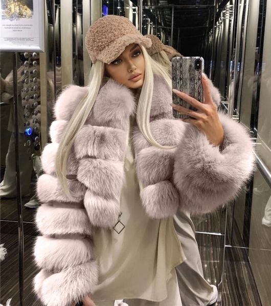 

european and american imitation fur coat short hooded imitation fur coat imitation fox fur long-sleeved stitching women's coat, Black