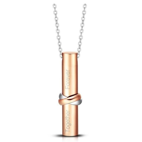 

pendant necklaces stainless steel together forever in loving memory infinity cylinder memorial urn necklace cremation jewelry, Silver