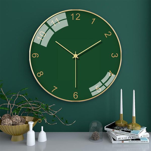 Orologi da parete Orologio di lusso in oro Arte minimalista in vetro mordico Classico soggiorno digitale Zegar Kuchenny Decorazione domestica AB50WC