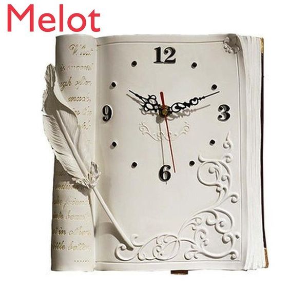 

fashion personality and creativity european-style retro resin book large wall clock high-end mute second sweeping clock