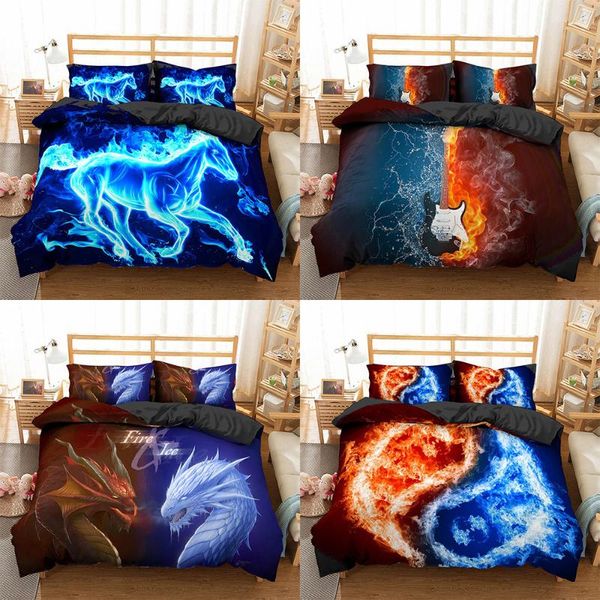 

bedding sets homesky luxury set with water and fire 2/3pcs 100% microfiber duvet cover home textile pillowcases bed linen