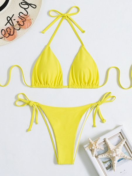 

plain halter triangle bikini swimsuit z8ji#, White;black