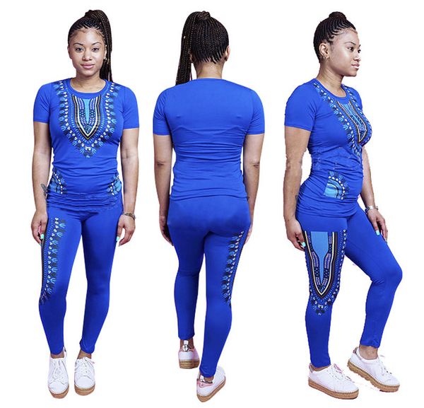 

2021 new traditional clothing 2 piece set women fashion style print dashiki attire pant tribal costume african suits q74r, Black;white