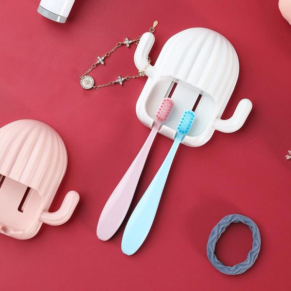 

toothbrush holders punch-holder wall-mounted cute cactus multifunctional drain rack kitchen bathroom accessories