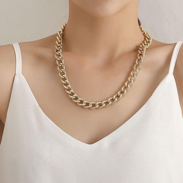 

pendant necklaces vintage punk metal choker chunky chain necklace for women hip hop gold silver color collar party wedding fashion jewelry g