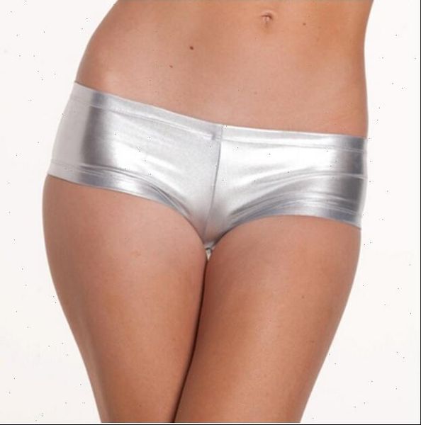 

pole dancing club show clothing womens short patent leather boxer, White;black