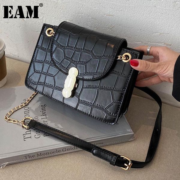 

cross body [eam] women spring chains square small pu leather flap personality all-match crossbody shoulder bag fashion 2021 18a2077