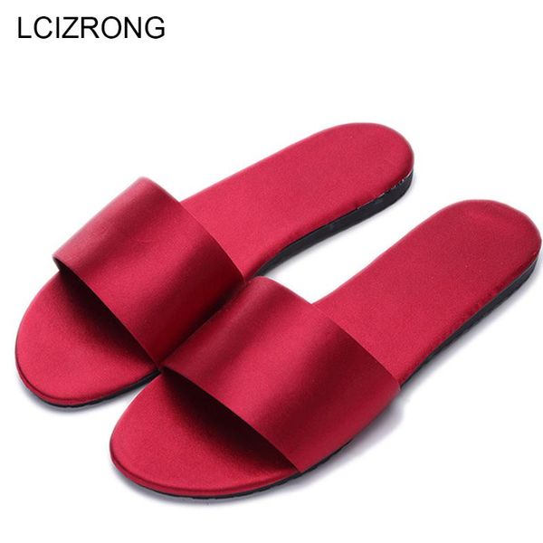 

slippers lcizrong women home satin silk  colors floor shoes for woman comfortable simple outside beach, Black