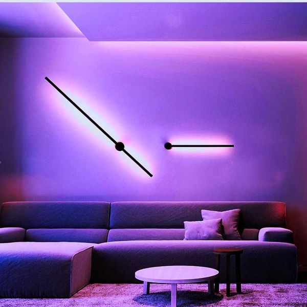 

wall lamp modern iron black led aluminum bedroom remote control rgb light can be rotated to support mobile phone app dimming fixture