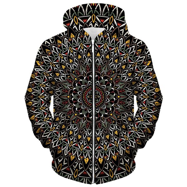 

Strange pattern men s Zip-up Hoodie visual impact party top punk goth round neck high quality sweatshirt hoodie, Black