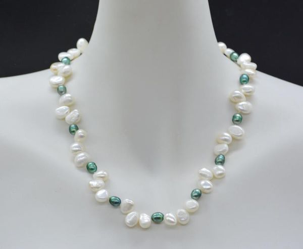 

chokers leisure, sports, exquisite 9mm natural baroque dancing pearl necklace 18", Golden;silver