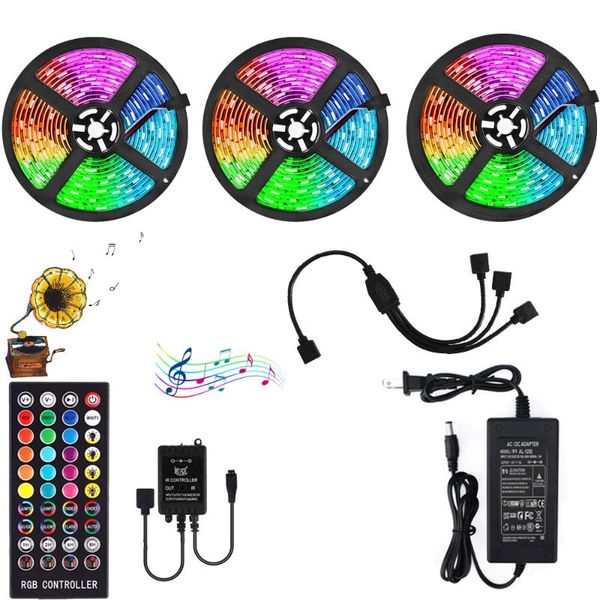 

party music diode tape light rgb led strip full colors sync with music 44key ir remote timer function for tv back projector