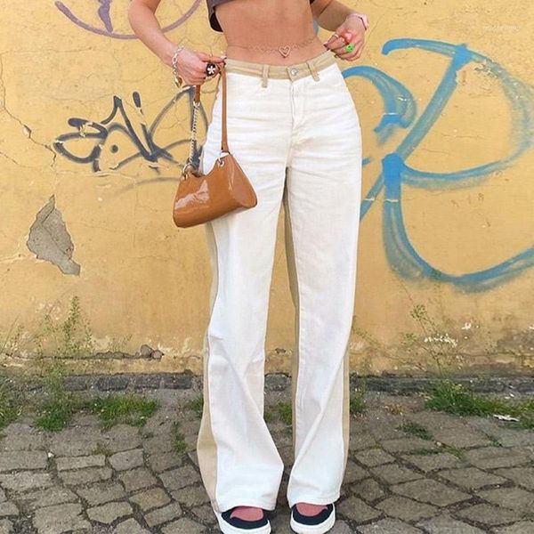 

women's pants & capris patchwork loose straight autumn summer casual for women fashion 2021 streetwear wide ladies trousers, Black;white