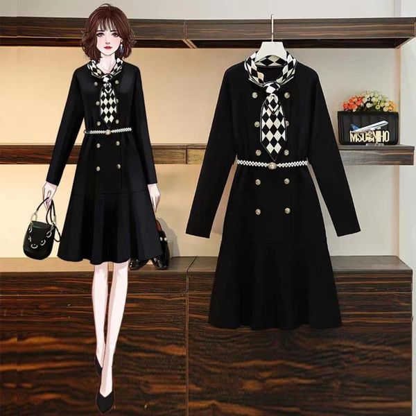 

new large women's dress in the spring of 2021, Black;gray