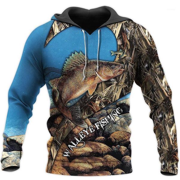 

men's hoodies & sweatshirts stylish walleye fishing 3d print hooded men and women are suitable for casual long sleeve / zipper hoodie, Black