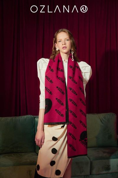 

scarves domestic delivery ozlana double-sided pet series scarf/shawl au197003 five-color, Blue;gray