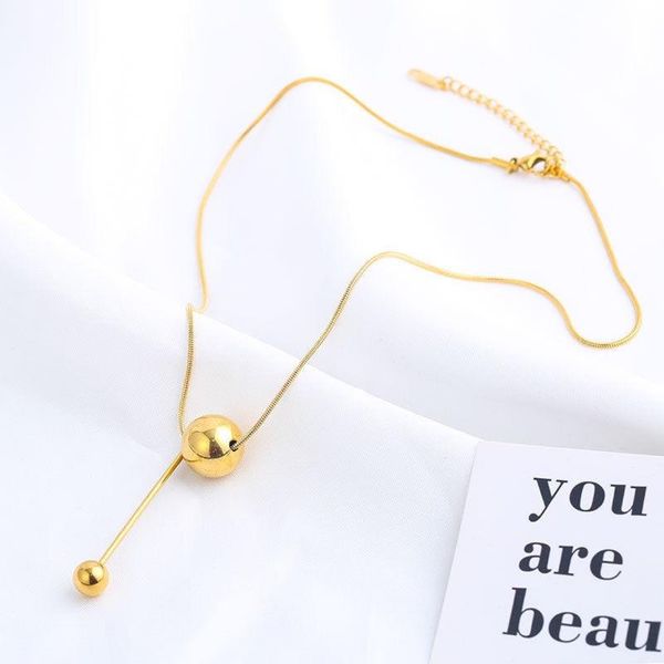 

pendant necklaces double ball necklace for women sweater chain clavicle, Silver