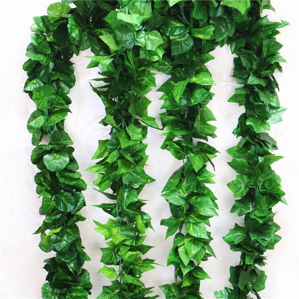 

90 leaves 2.3m artificial green grape leaves other boston ivy vines decorated fake flower cane wholesale
