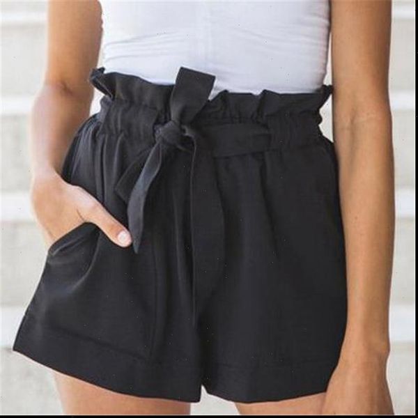 

women high waisted mini shorts casual soild color summer beach bottom ladies new fashion sashes short trousers selling, White;black