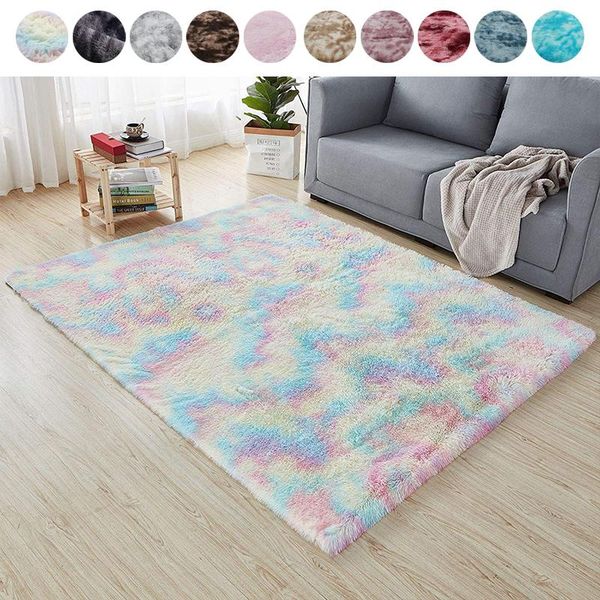 

carpets tie-dyed gradient plush carpet living room coffee table mat washable bedroom non-slip