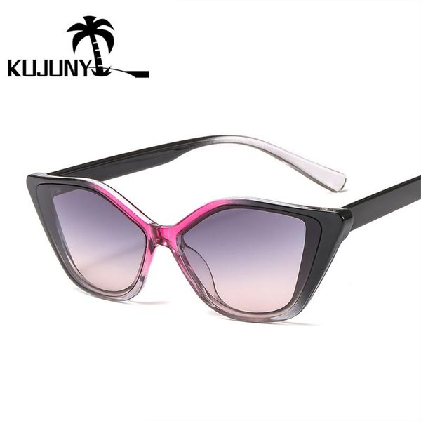 

sunglasses kujuny 2021 fashion cateye sun glasses for ladies cat eye eyewears eyeglasses anti-uv shade, White;black