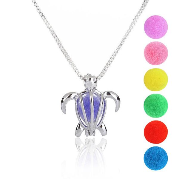 

pendant necklaces 5pcs vintage tortoise design trendy necklace bracelet jewelry making pearl cage locket perfume diffuser, Silver