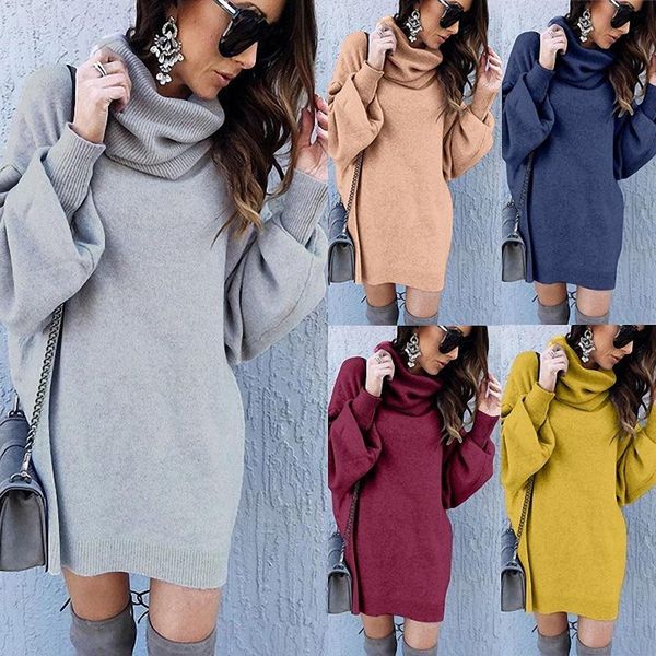 

women's sweaters 2021 women casual autumn and winter style large size loose high collar long turtleneck solid elegant sweater 13 colors, White;black
