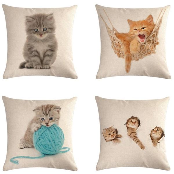 

pillow case cute cat sofa decorative cotton linen cushion cover pillowcase throw home decor pillowcover