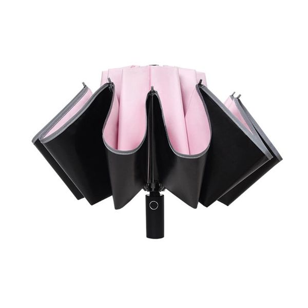 

umbrellas 3 fold reflective strip gift travel folding reverse button sun rain automatic umbrella windproof sunshade students protective