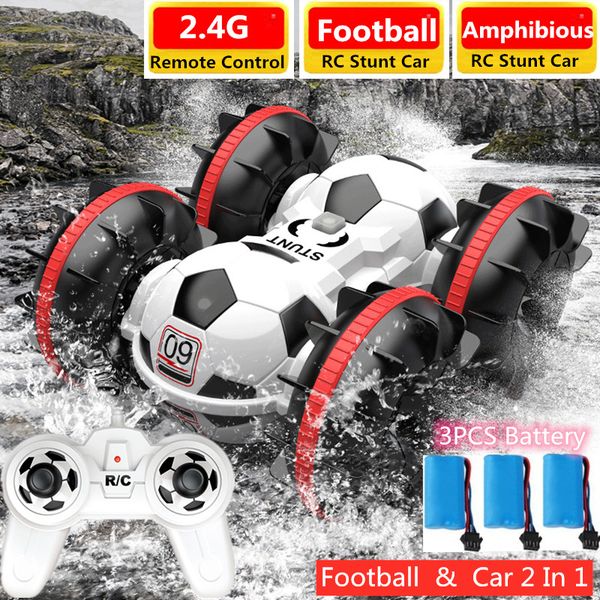 

high simulation football amphibious car one key deformation football & car 2.4g rc stunt car double sliding climbing vehical toy