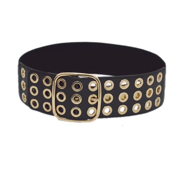 

fashionable new women's hollow out elastic pin buckle wide belt fashion versatile decorative belt, Black;brown