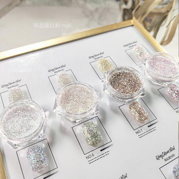 

nail glitter art jewelry super sea salt crystal diamond powder dream colorful small sequins decoration, Silver;gold