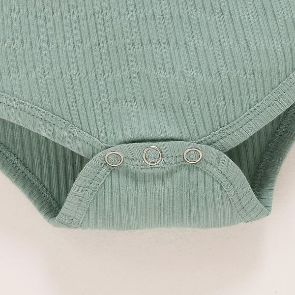 

toddlers spring autumn clothes solid color round-neck ruffle long sleeves ribbed rompers with bowknot for baby girl 0-18, Blue