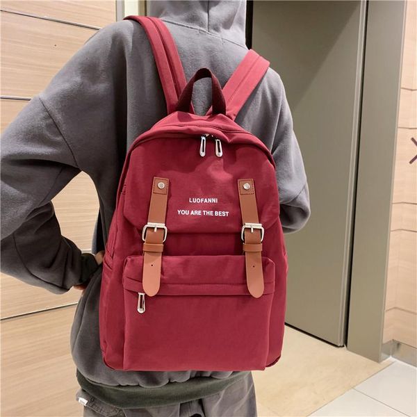 

outdoor bags 2021 waterproof nylon women backpack female belt buckle leisure back pack schoolbag for teenage girls travel bag book mochila
