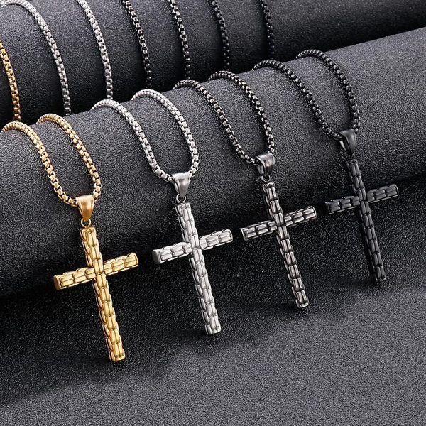 

pendant necklaces hip hop fashion double side cross necklace rapper men's women's simple classic jewelry, Silver