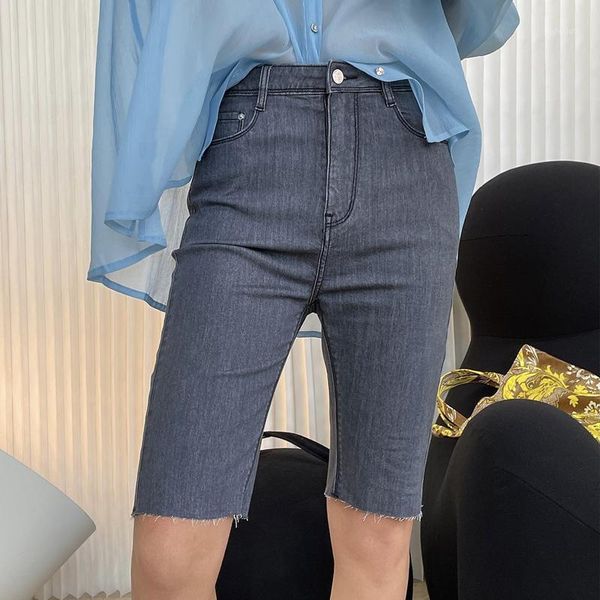 

women's jeans summer casual solid color high waist slim, Blue