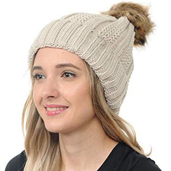 

beanies beanie cap woman hats girls caps fake ball pompon keep warm winter knitted skullies simple solid hairball