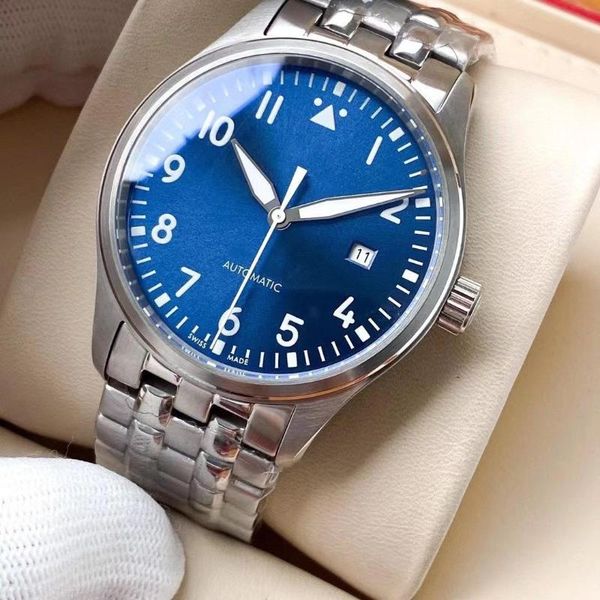 

wristwatches luxury mens automatic mechanical stainless steel bracelet watch blue black white eta2813 movement 40mm, Slivery;brown