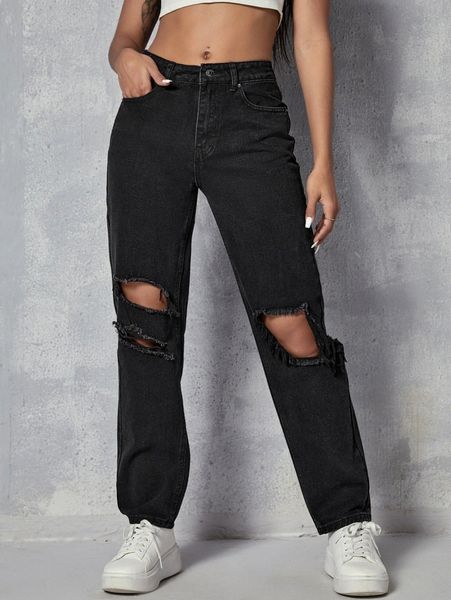 

high waist cutout jeans j401#, Blue