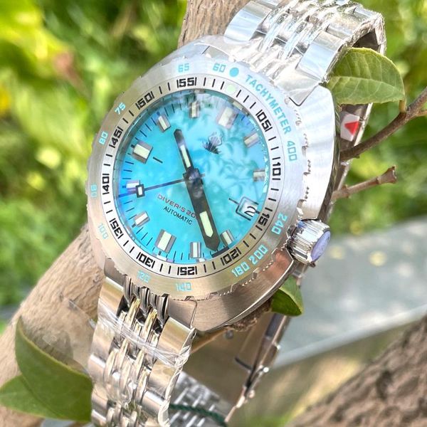 

wristwatches tactical frog sub 300t retro diver watch men nh35a automatic sapphire 200m waterproof luminous stainless bracelet mechanical, Slivery;brown