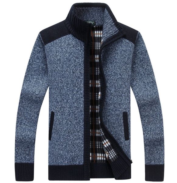 

men's thick fleece sweaters lined full zip cardigan sweater stand collar knitted outwear -3xl, White;black