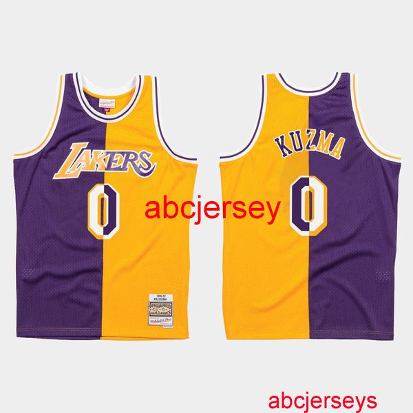 

stitched kyle kuzma split purple gold jersey any name number, Black