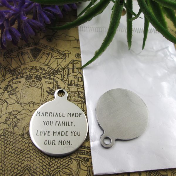 

40pcs--stainless steel charms"marriage made you family love madeyou our mom" more style choosing diy pendants fo necklace, Bronze;silver