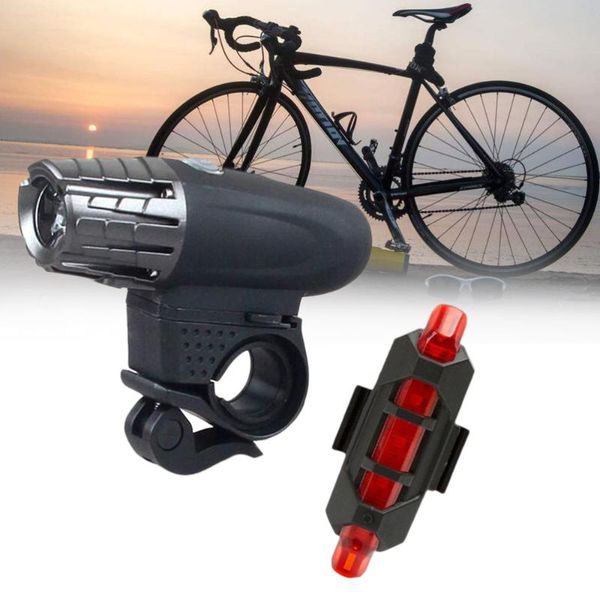 

bike lights light usb rechargeable front headlight tail back set for mountain road (2256 headlights +918 tailligh