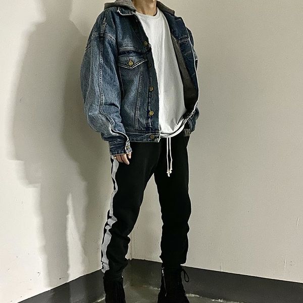 

20ss 2021 new street men women 1:1 side stripes printing drawstring sweatpants trousers 67tr sejy, Black