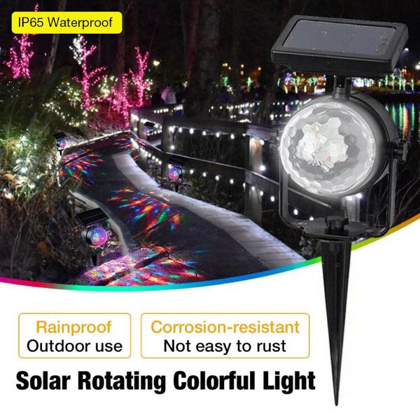 

solar colorful led projection light rotating moving lawn lamp outdoor waterproof garden decor projector yard starry floodligt
