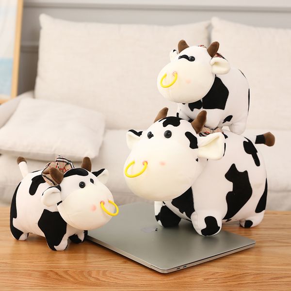 

40cm New Cute Cow Plush Toy Stuffed Animal Soft Plushie Cattle With Bow Pillow Toys for Girls Kids Children Birthday Gift, White